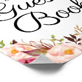 Rustic Pink Floral Wedding Guest Book Sign Poster (Hoek)