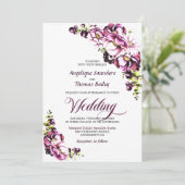 Rustic Pink Floral Wedding Invitation Kaart (Staand voorkant)