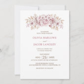 Rustic Pink Floral Wedding Kaart (Voorkant)