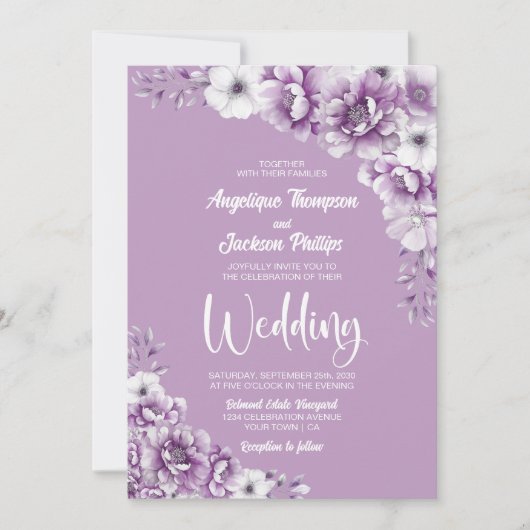 Rustic Pink Floral Wedding Kaart (Voorkant)