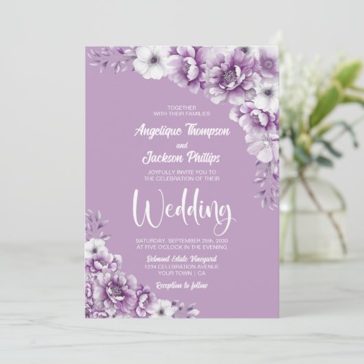 Rustic Pink Floral Wedding Kaart (Staand voorkant)