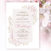Rustic Pink Floral Wedding Kaart