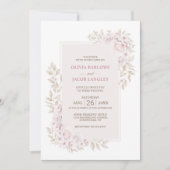Rustic Pink Floral Wedding Kaart (Voorkant)