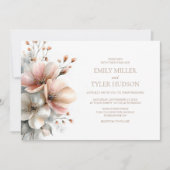 Rustic Pink Floral Wedding Kaart (Voorkant)