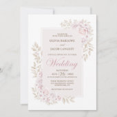 Rustic Pink Floral Wedding Kaart (Voorkant)