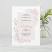 Rustic Pink Floral Wedding Kaart (Staand voorkant)