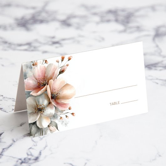 Rustic Pink Floral Wedding Place Card Plaatskaartje