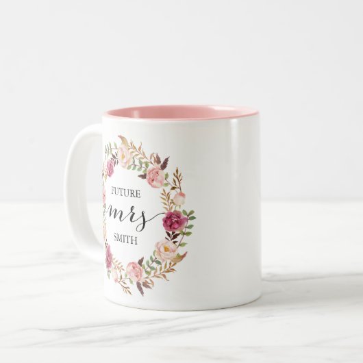 Rustic Pink Floral Wedding Planning Mrs Coffee Mok (Voorkant links)