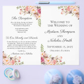 Rustic Pink Floral Wedding Programs Flyer (Enkel)