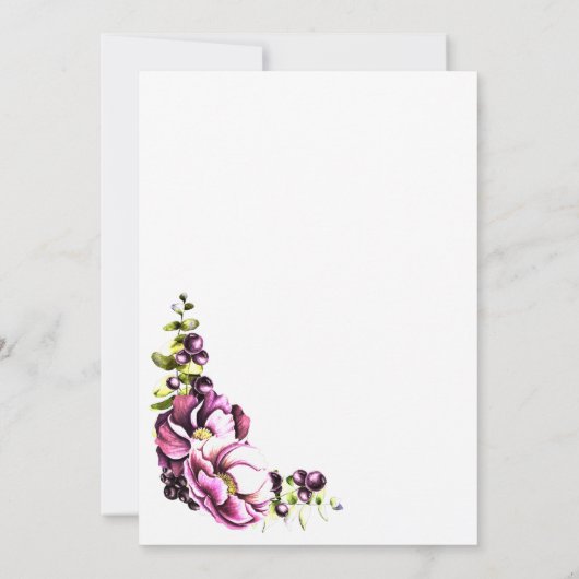 Rustic Pink Floral Wedding Reception Uitnodiging (Achterkant)