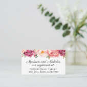 Rustic Pink Floral Wedding Registry Insert Cards Visitekaartje (Staand voorkant)