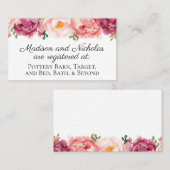 Rustic Pink Floral Wedding Registry Insert Cards Visitekaartje (Voorkant / Achterkant)