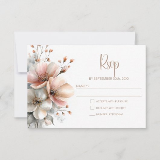 Rustic Pink Floral Wedding RSVP (Voorkant)