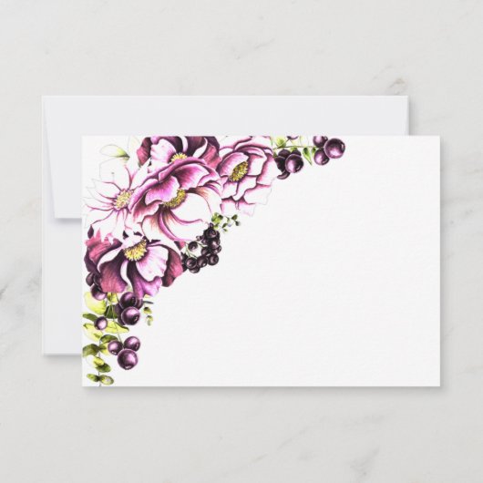 Rustic Pink Floral Wedding RSVP (Achterkant)