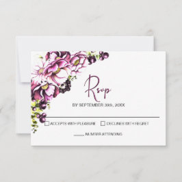 Rustic Pink Floral Wedding RSVP Kaartje