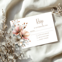 Rustic Pink Floral Wedding RSVP Kaartje