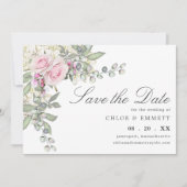 Rustic Pink Floral Wedding Save the Date (Voorkant)