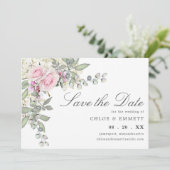 Rustic Pink Floral Wedding Save the Date (Staand voorkant)