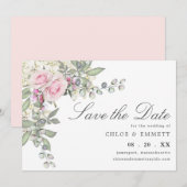 Rustic Pink Floral Wedding Save the Date (Voorkant / Achterkant)