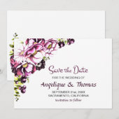 Rustic Pink Floral Wedding Save the Date (Voorkant / Achterkant)
