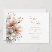 Rustic Pink Floral Wedding Save the Date (Voorkant)