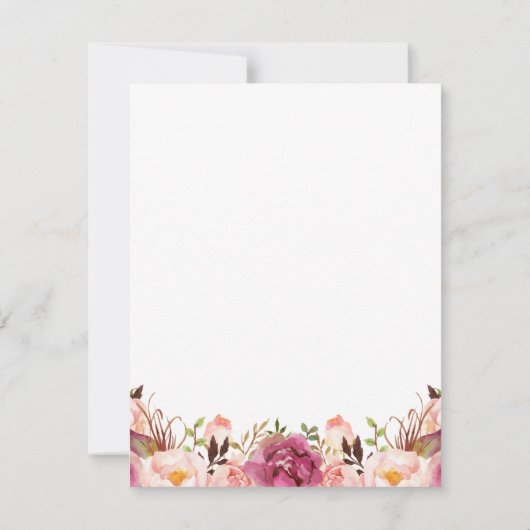 Rustic Pink Floral Wedding Save the Date Card (Achterkant)