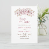 Rustic Pink Floral Wedding Save the Date Kaart (Staand voorkant)