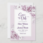 Rustic Pink Floral Wedding Save the Date Kaart (Voorkant)