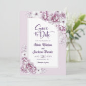 Rustic Pink Floral Wedding Save the Date Kaart (Staand voorkant)