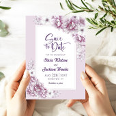 Rustic Pink Floral Wedding Save the Date Kaart