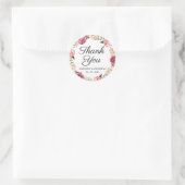 Rustic Pink Floral Wedding Stickers Bedankt (Tas)