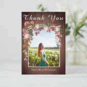 Rustic Pink Floral Wedding Vrijgezellenfeest | Bedankkaart (Staand voorkant)