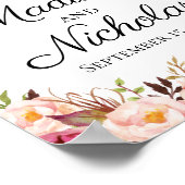Rustic Pink Floral Wedding Welcome Sign Poster (Hoek)