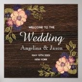 Rustic Pink Floral Welcome Wedding Poster (Voorkant)