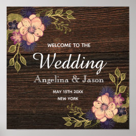 Rustic Pink Floral Welcome Wedding Poster