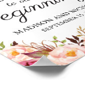 Rustic Pink Floral Welkom bij ons beginteken Poster (Hoek)