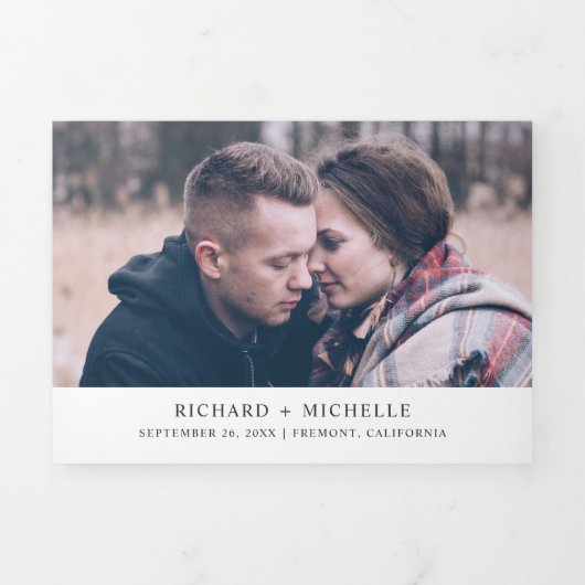 Rustic Pink Floral White Pumpkin Fall Wedding Drieluik Uitnodiging (Cover)