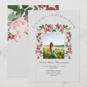 Rustic Pink Floral White Wood Vrijgezellenfeest In Kaart (Voorkant / Achterkant)