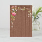 Rustic Pink Floral Wood Wedding Vrijgezellenfeest  Kaart (Staand voorkant)