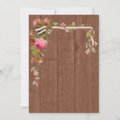 Rustic Pink Floral Wood Wedding Vrijgezellenfeest  Kaart (Achterkant)