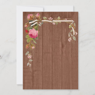 Rustic Pink Floral Wood Wedding Vrijgezellenfeest  Kaart