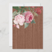 Rustic Pink Floral Wood Wedding Vrijgezellenfeest Kaart (Achterkant)