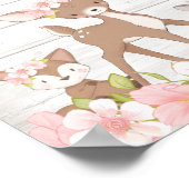 Rustic Pink Floral Woodland Animals Gepersonalisee Poster (Hoek)