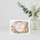 Rustic Pink Floral Woodland Diaper Raffle Informatiekaartje (Staand voorkant)