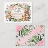 Rustic Pink Floral Woodland Diaper Raffle Informatiekaartje (Voorkant / Achterkant)