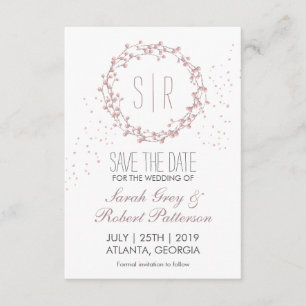Rustic Pink Floral Wreath Wedding Save the Date