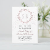 Rustic Pink Floral Wreath Wedding Save the Date (Staand voorkant)