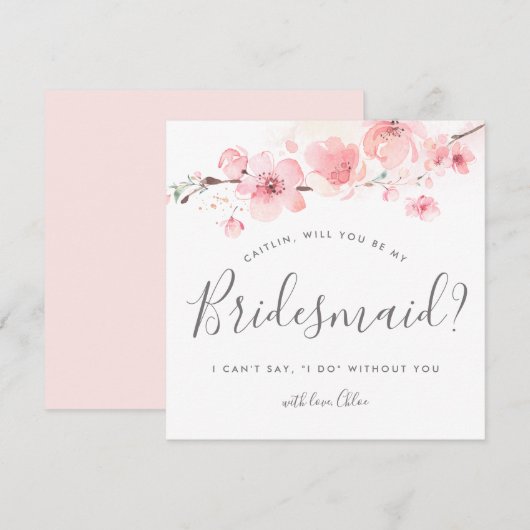Rustic Pink Floral zal je mijn Bridesmaid zijn Kaart (Voorkant / Achterkant)