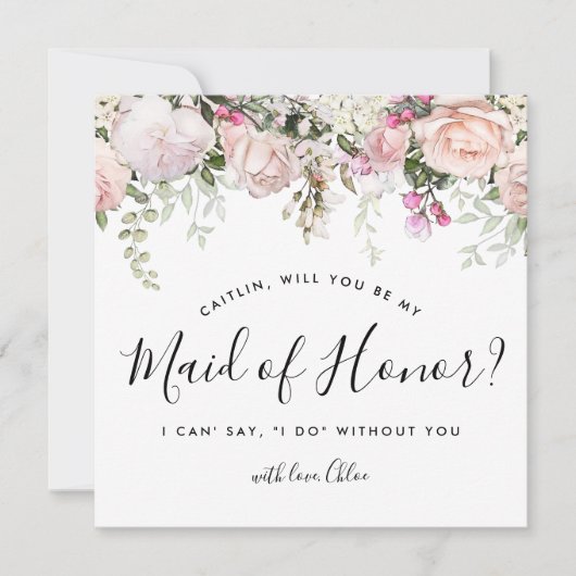 Rustic Pink Floral zal je zijn mijn eerbetoon zijn Kaart (Voorkant)