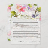 Rustic Pink Florals on White Wood Advice Kaart (Voorkant / Achterkant)